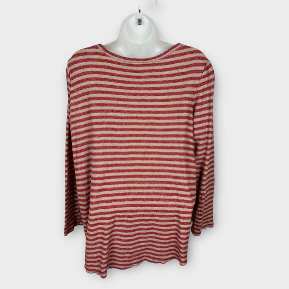 J. Jill Small Pink Stripe Pullover Long Sleeve Scoop Neck Knit Cotton Sweater - Picture 2 of 6